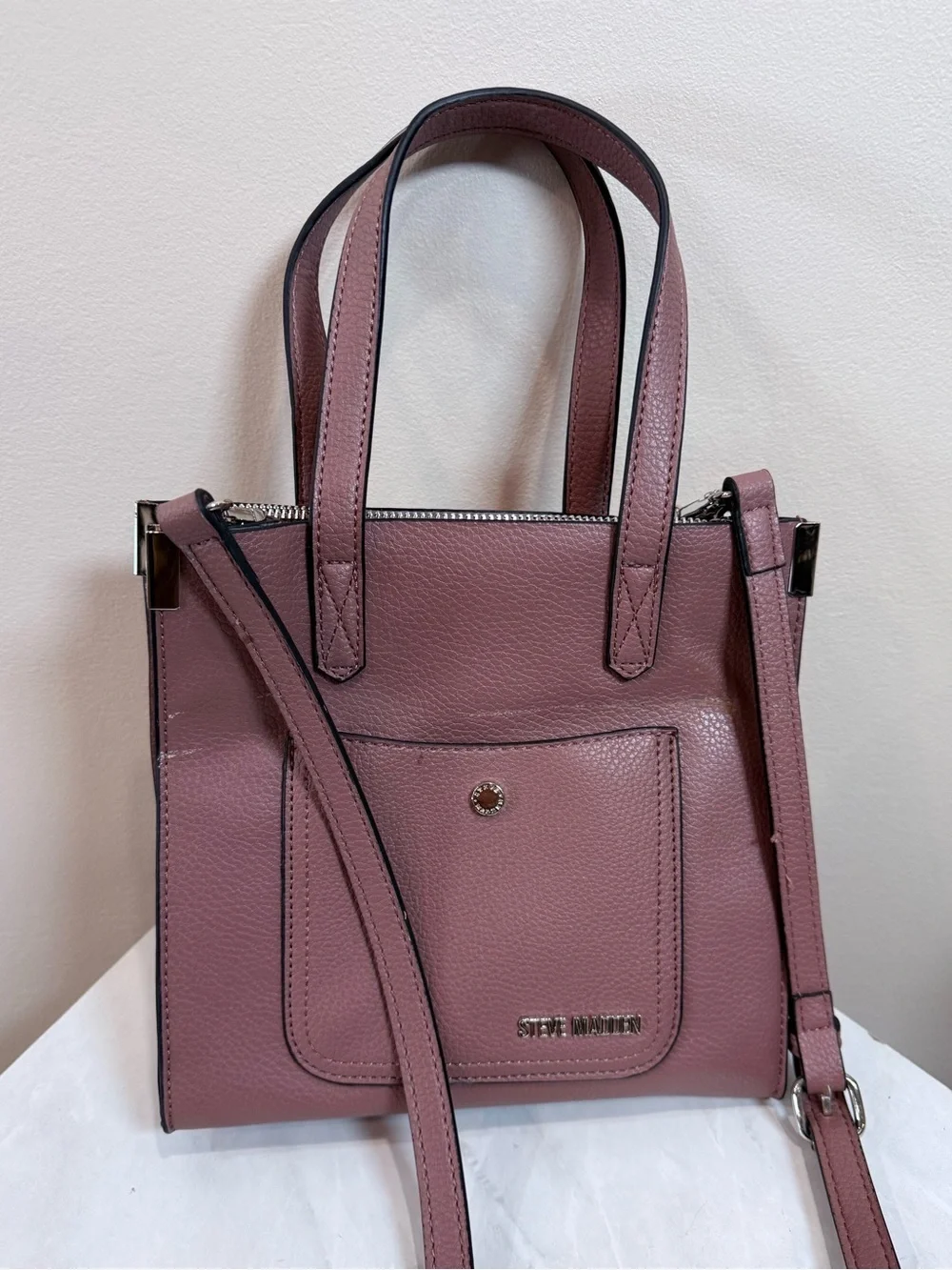 🔥Steve Madden Mauve Leather Tote Bag with Shoulder Strap EC🔥